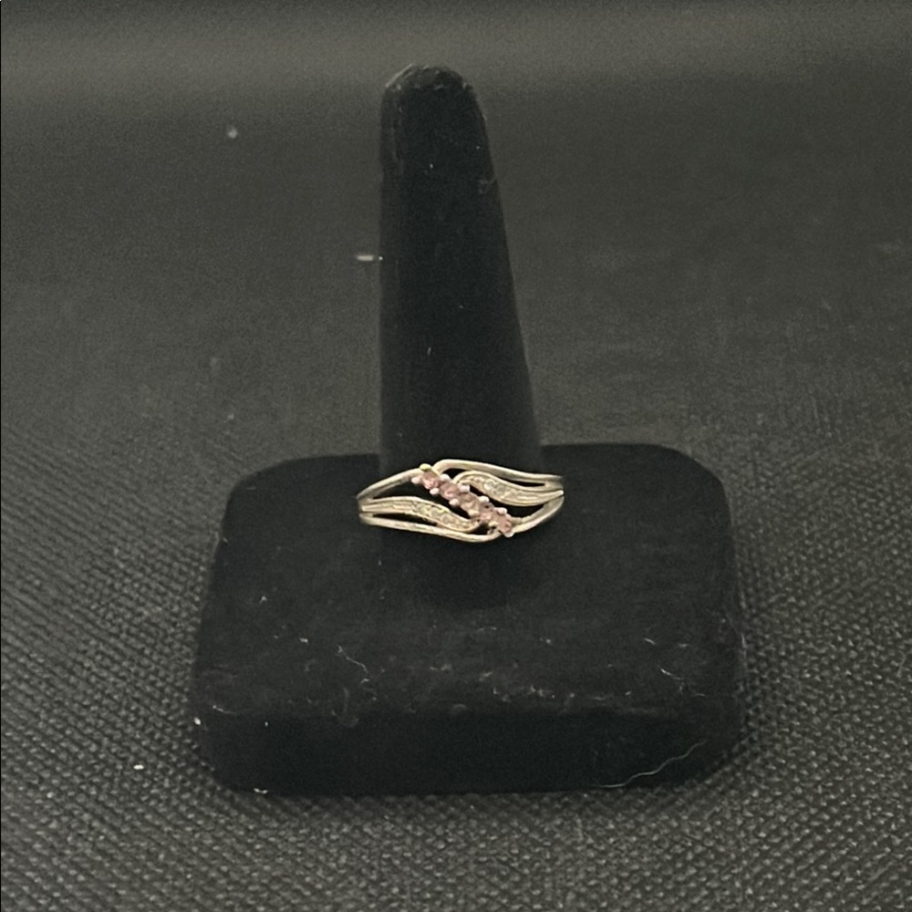 Vintage Silver and Pink Women's Ring